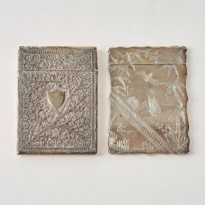 A Set of Two Decorated Silver Card Cases