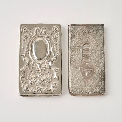 A Set of Two Decorated Silver Card Cases