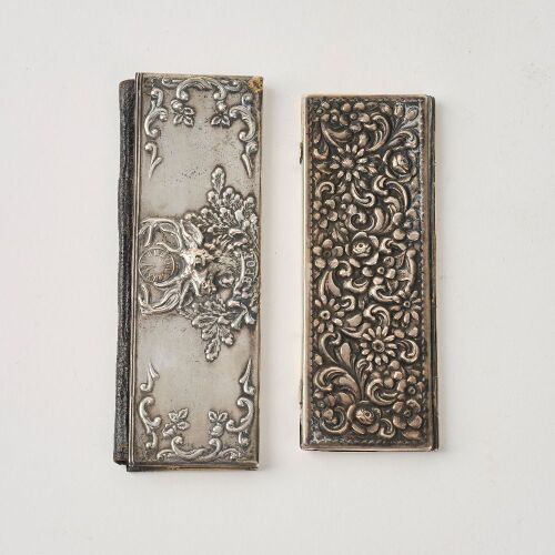 A Set of Two Decorated Silver Card Cases