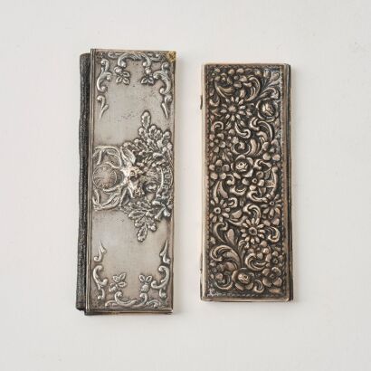 A Set of Two Decorated Silver Card Cases