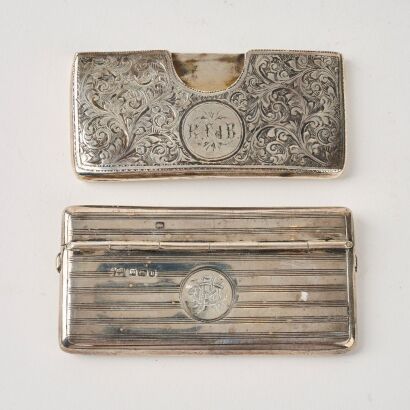 A Set of Two Decorated Silver Card Cases