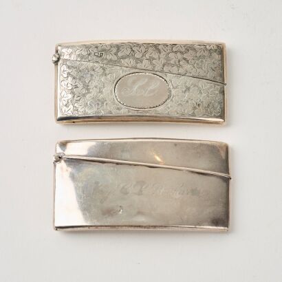 A Set of Two Decorated Silver Card Cases