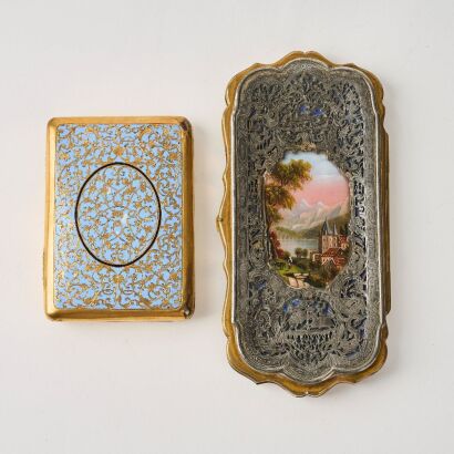A Set of Two Decorated Metal Card Cases