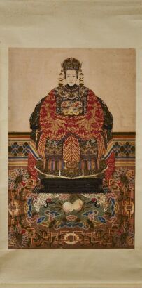 A Chinese Qing Dynasty Gongbi Painted Ancestral Portrait Painting