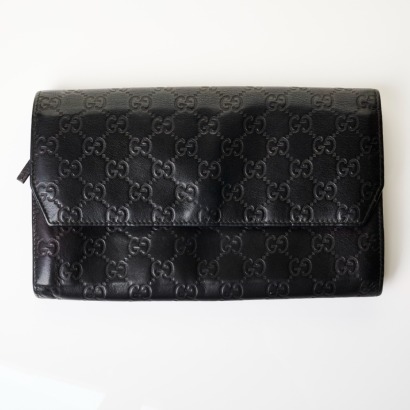 Gucci, Black Leather Guccissima Travel Organiser
