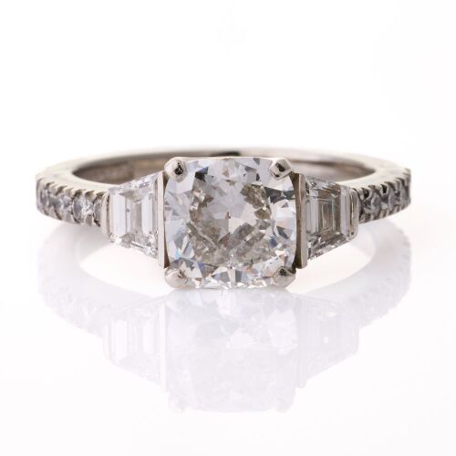 Platinum, Sutcliffe, Handmade, 1.51ct / .58ct Diamond Ring, GIA certified