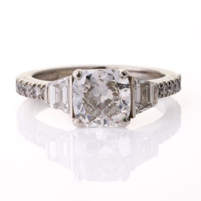Platinum, Sutcliffe, Handmade, 1.51ct / .58ct Diamond Ring, GIA certified