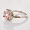 9ct White Gold, Modern, 0.58ct Diamond / Cushion Cut Morganite Ring - 2