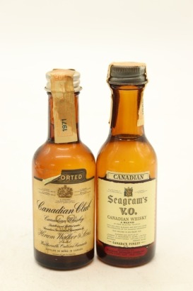 (1) Canadian Club & Seagrams V.O. Canadian Whisky Miniatures, 2 Bottles Sold as One Lot