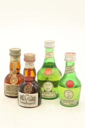 (1) Grand Marnier & DOM Benedictine Miniatures, 4 Bottles Sold as One Lot