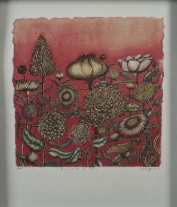 SUE SYME Flowers in Red