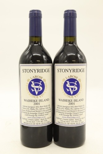 (2) 2001 Stonyridge Vineyard Larose, Waiheke Island