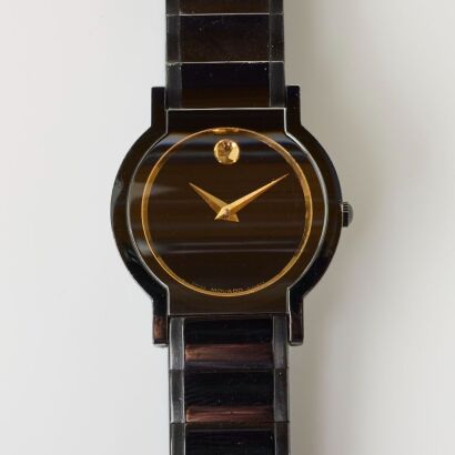 Ceramic / Stainless Steel, "The Museum Watch' By MOVADO, Quartz Wristwatch, circa 1980's