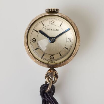 Sterling Silver, Antique, Swiss E.Gubelin Crystal Ball Pendant Watch, circa 1930's