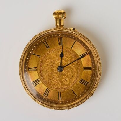 18ct Yellow Gold, 33mm Outer Case, Swiss, Gilt Dial, Ladies Fob Watch