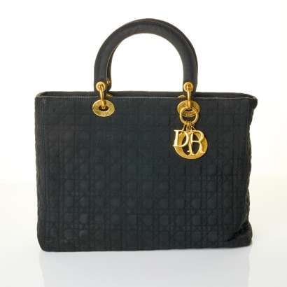Christian Dior, Black Nylon Large Lady Dior Bag