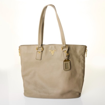 Prada, Argilla Vitello Daino Shopping Tote Bag