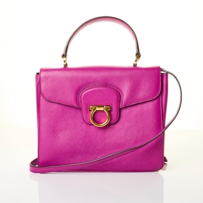 Salvatore Ferragamo, Gancini Fuchsia Calfskin Top Handle Bag
