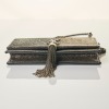 Saint Laurent, Acciaio / Nero Metallic Leather Kate Tassel Wallet on Chain - 3