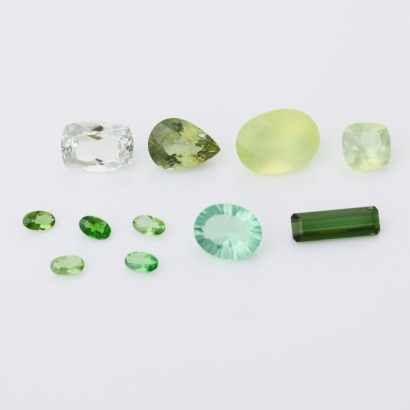 Parcel of 3.26ct Apatite / 2.92ct Tourmaline / 2.85ct Fluorite / 3.37ct Albite / Prehnite Gemstones