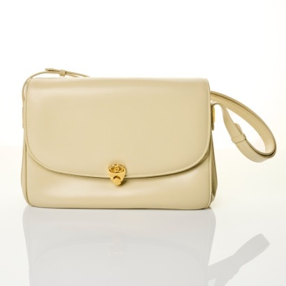 Gucci, White Leather GG Flap Shoulder Bag