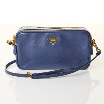 Prada, Blue Saffiano Camera Bag