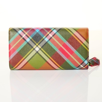 Vivienne Westwood, Pink / Olive Tartan Long Wallet