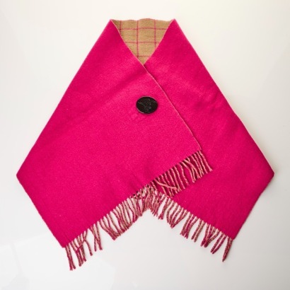 Vivienne Westwood, Hot Pink / Tan Pink Check Reversible Poncho / Stole