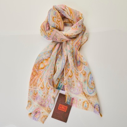 Etro, 100% Silk Sheer Paisley Scarf with Box