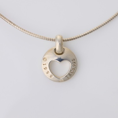 Sterling Silver, 40cm Tiffany & Co, 1999 Open Heart Pendant Necklace