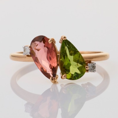 14ct Yellow Gold, 2.68ct Tourmaline / .06ct Diamond Ring