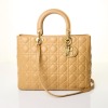 Christian Dior, Beige Cannage Quilted Lambskin Lady Dior Tote Bag