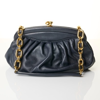 Ralph Lauren, Navy Calfskin Evening Bag