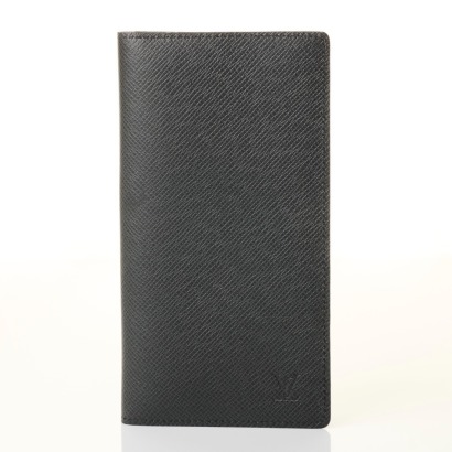 Louis Vuitton, Black Matte Leather Long Wallet with Box
