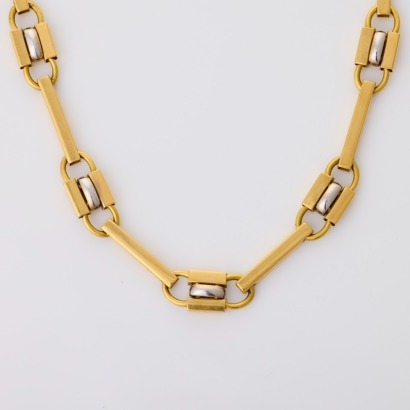 18ct Yellow / White Gold, 43cm Italian Fancy Link Necklace