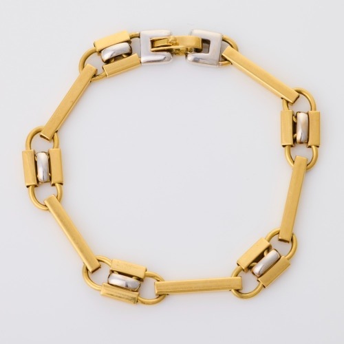18ct Yellow / White Gold, 19cm Italian Fancy Link Bracelet