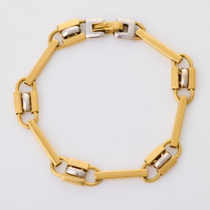 18ct Yellow / White Gold, 19cm Italian Fancy Link Bracelet