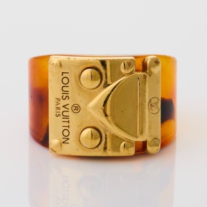 Louis Vuitton, Lockme Tortoiseshell Resin Ring with Box