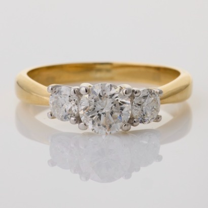 14ct Yellow / White Gold, 0.58ct Diamond Three Stone Ring