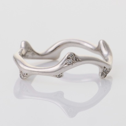 Christian Dior, 18ct White Gold, Bois de Rose .11ct Diamond Ring, with Box, Size 51/ K 1/2