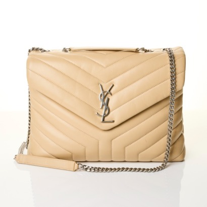 Saint Laurent, Beige Matelass&eacute; Calfskin Medium Loulou Bag