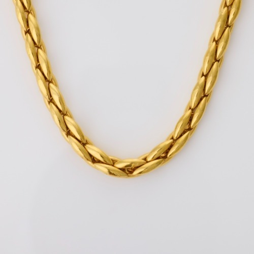 18ct Yellow Gold, 42cm Woven Hollow Link Necklace