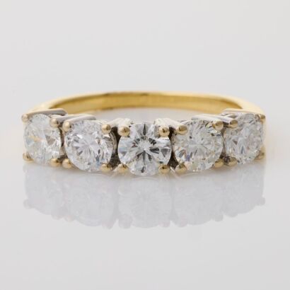 18ct Yellow / White Gold, 2.05ct Diamond Five Stone Ring
