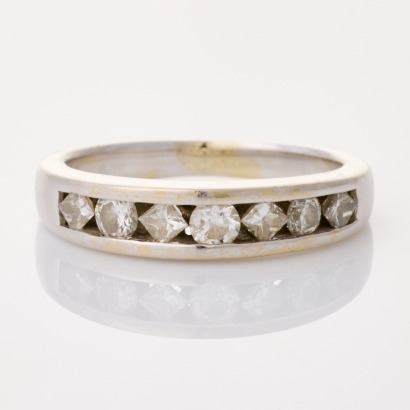 18ct White Gold, 0.74ct Diamond Half Eternity Ring