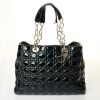Christian Dior, Black Cannage Quilted Patent Leather Soft Tote Bag
