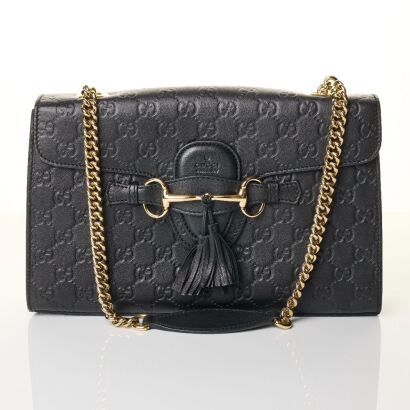 Gucci, Black Leather Guccissima Emily Shoulder Bag