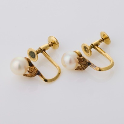 Mikimoto, 14ct Yellow Gold, Vintage, 6.0mm Pearl Earrings