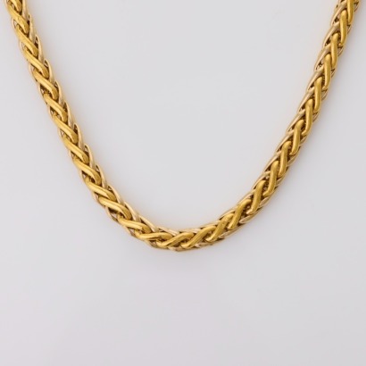 18ct Yellow Gold, 48cm Wheat Sheaf Link Necklace