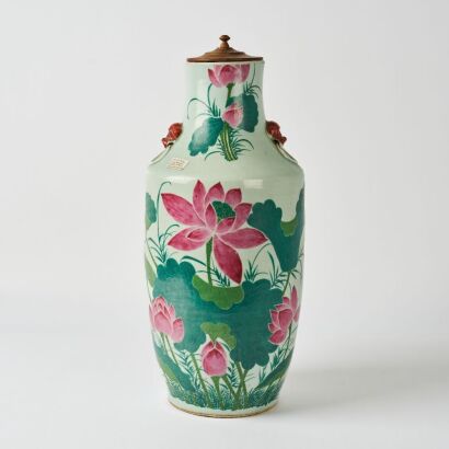 A Chinese Late Qing to Republic Period Famille-rose 'Lotus' Vase