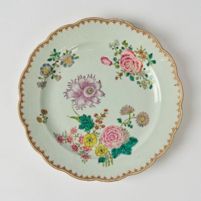 A Chinese Qing Dynasty Qianlong Famille-rose 'Floral' Lobed Dish